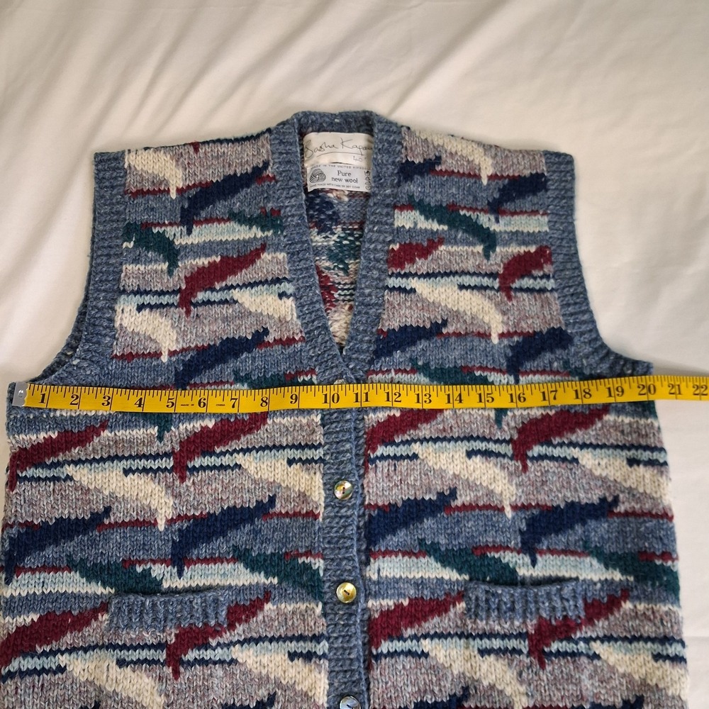 Sasha Kagan Womens Brittish Hand Knit Pure Wool Vest Sz 40 Heritage Artisan - Picture 3 of 7